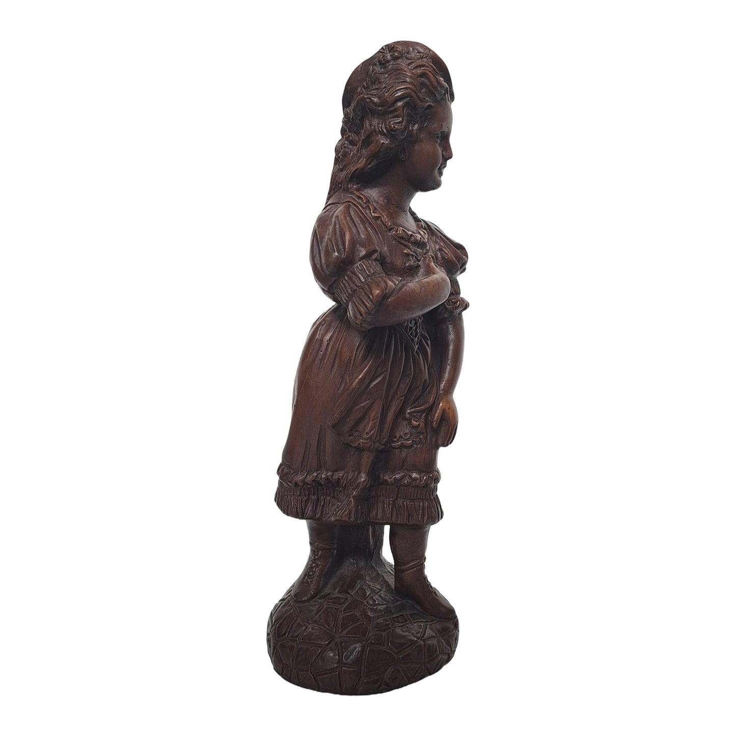 Decoratief Beeld van een Victoriaans Geklede Meisje - Gesigneerd - 28 cm Hoog