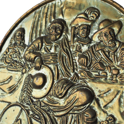Beautiful Antique Wall Plaque with Historical Dutch Scene - Brass - 25.8 cm