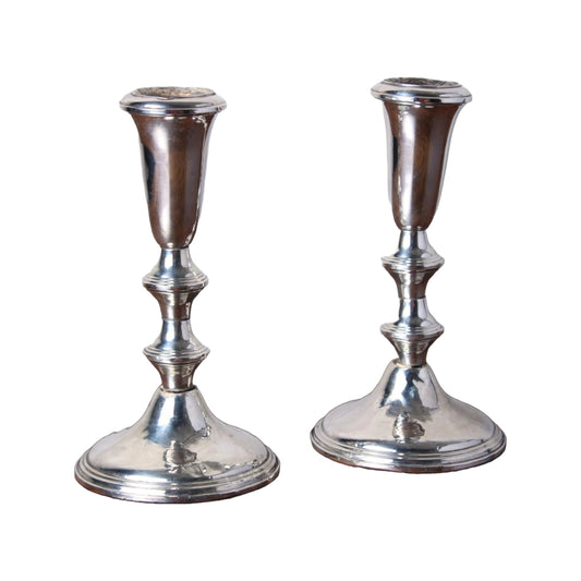 Twee Grote Gewogen 925 Zilveren Kaarsenhouders van Empire Sterling - Antiek - Vintage - Kandelaars - Kaarsen - Gratis Verzending