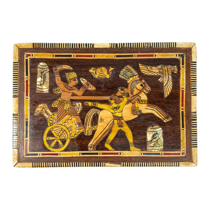 Egyptische Ingelegde Doos met Wagenmenner en Parelmoeren Vogel en Slang - Gratis verzending - Kunst - Antiek kistje - Vintage
