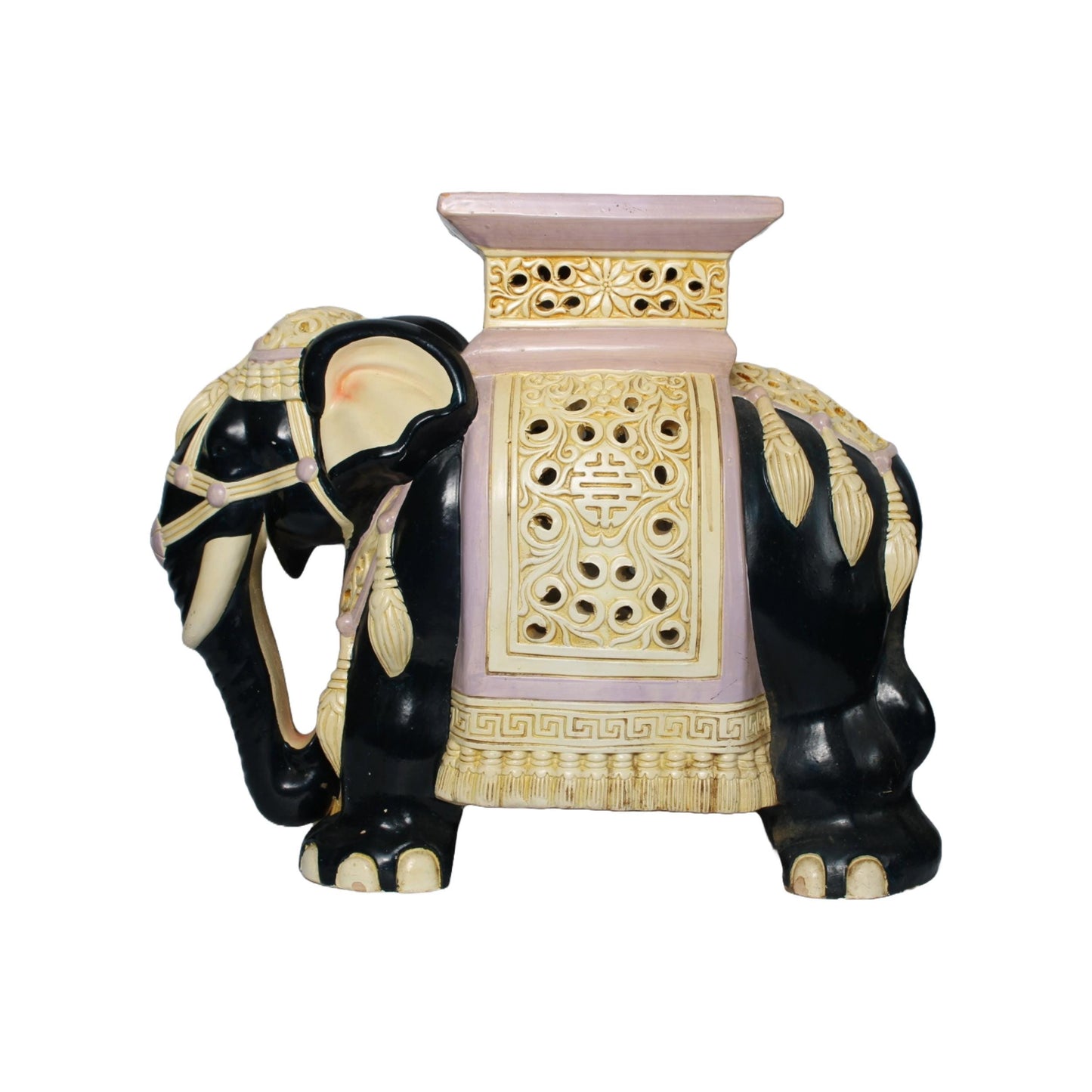 Unique Hand Painted XXL Ceramic Elephant Plant Stand - Hollywood Regency Style - Free Shipping - Home Decoration - Decoration