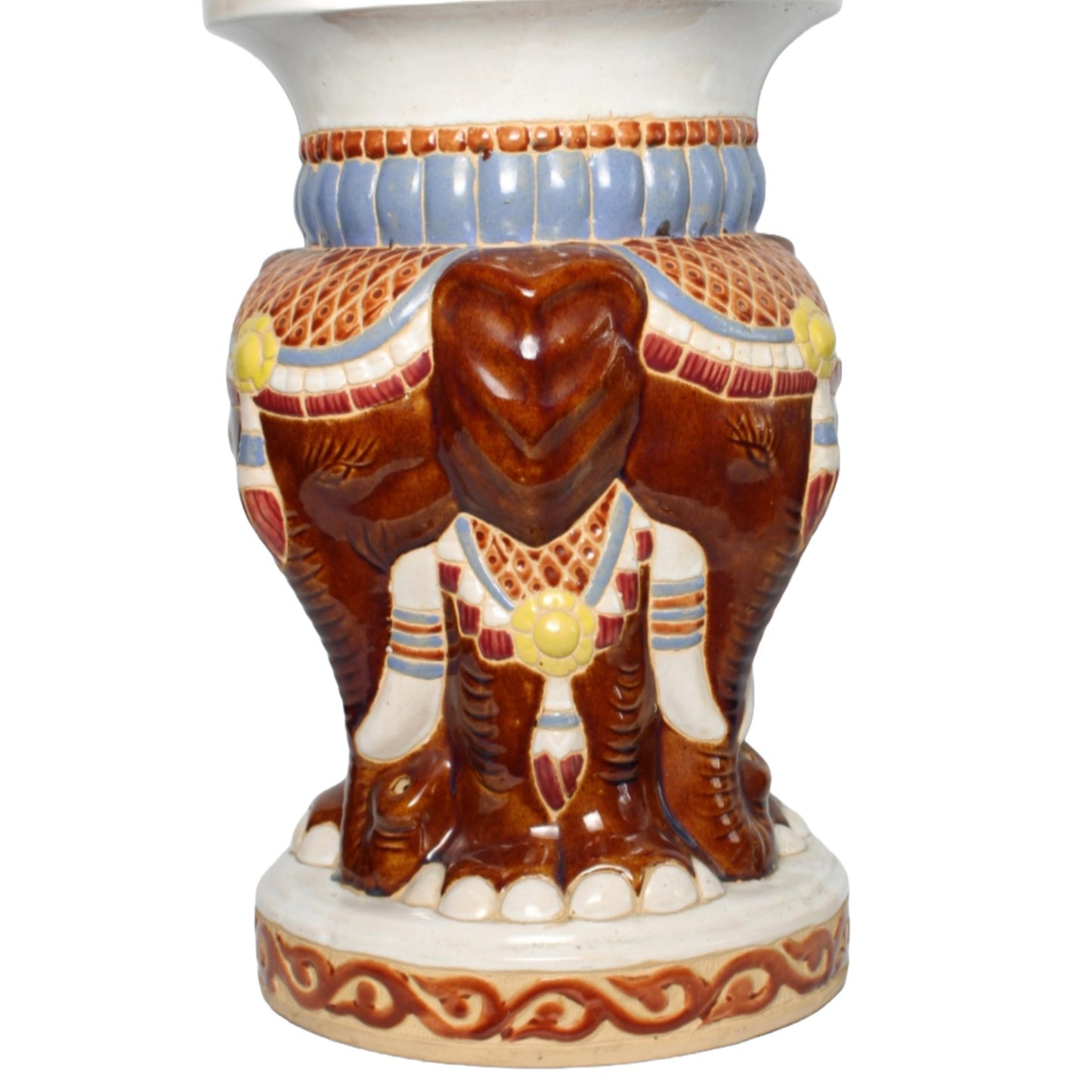 Unique Hand Painted XXL Ceramic Elephant Plant Stand - Hollywood Regency Style - Free Shipping - Home Decoration - Decoration