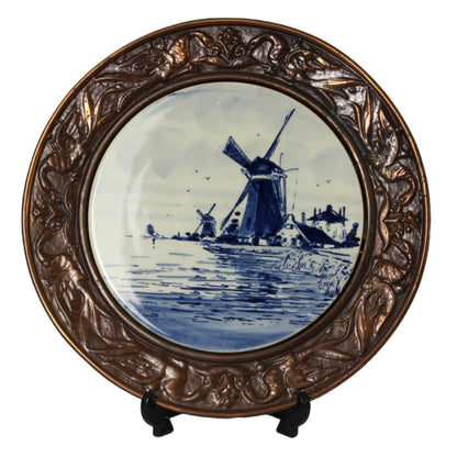 Beautiful Copper Wall Plate with Delft Blue Inlay - 28 cm - Unique Dutch Artwork - Free shipping - Home Decoration
