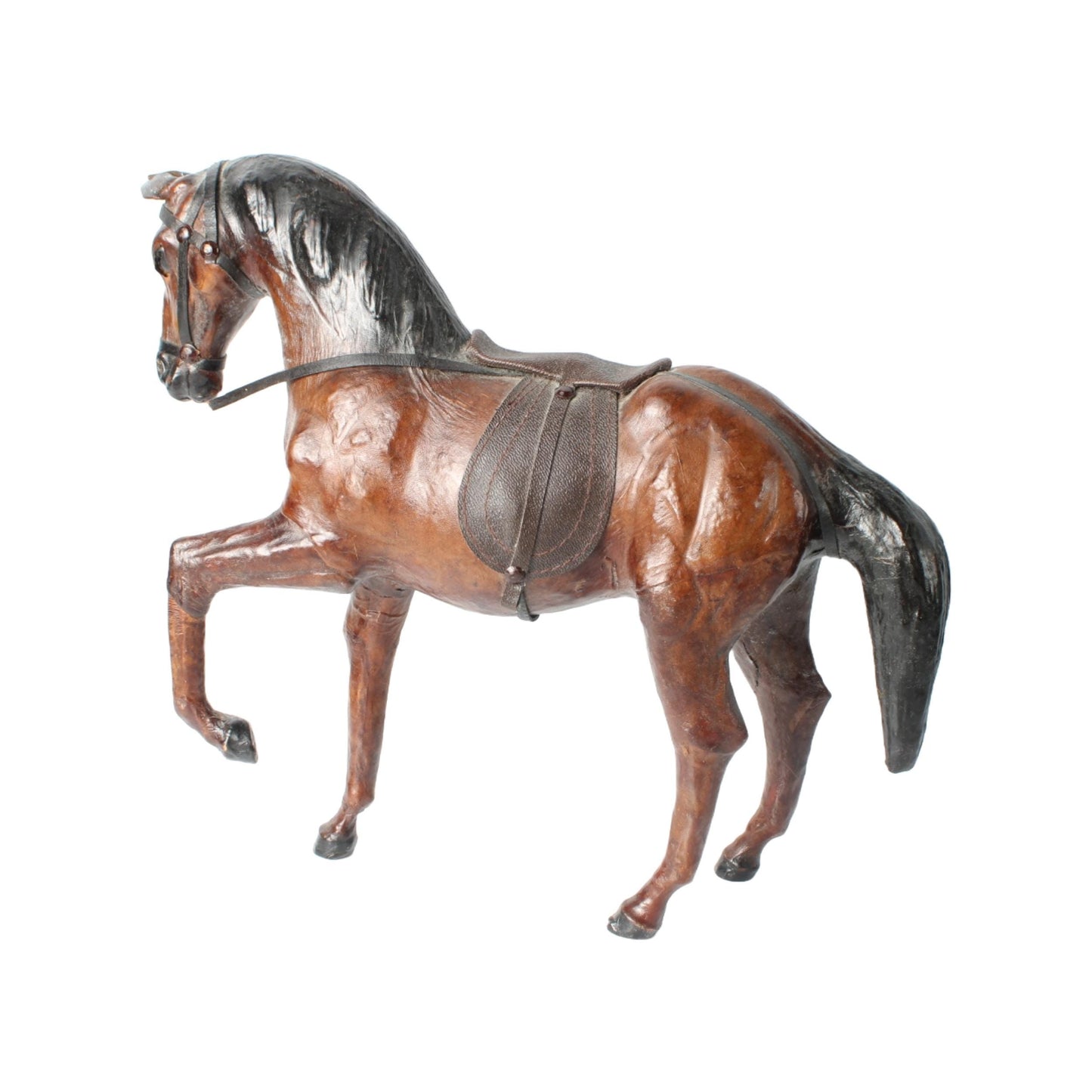 Zeldzaam Vintage Lederen Paard - Handgemaakt Collectors Item - Gratis Verzending - 31 cm Hoog, 36 cm Lang