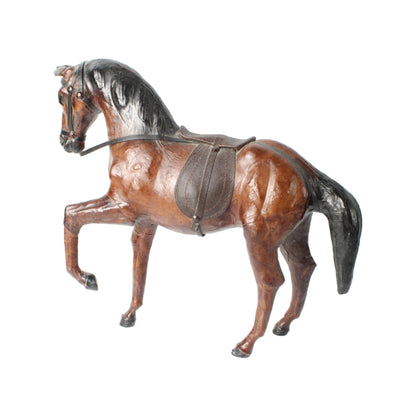 Zeldzaam Vintage Lederen Paard - Handgemaakt Collectors Item - Gratis Verzending - 31 cm Hoog, 36 cm Lang