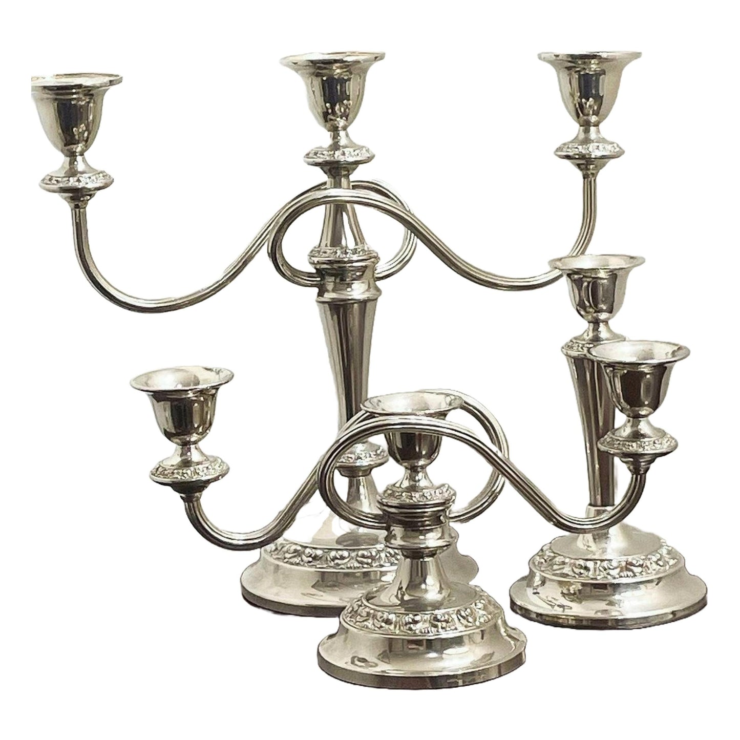 Elegante Vintage Zilveren Kandelaar Set - Lanthe van Engeland - Jaren 1950