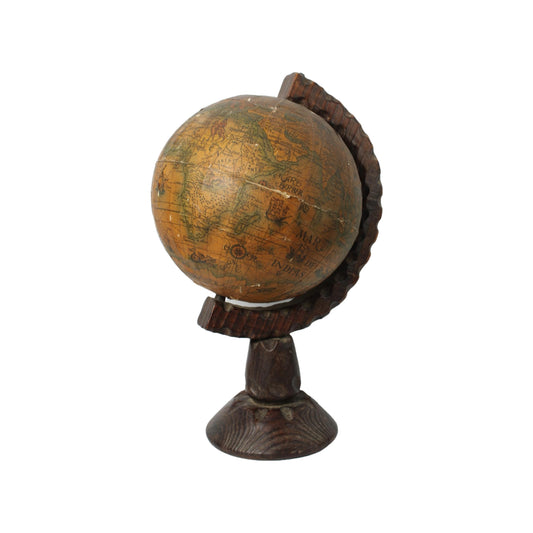 Antieke Globe - 45 cm Hoog - Houten Voet - Unieke Wereldbol met Historische Kaarten - Gratis Verzending - Home Decoration