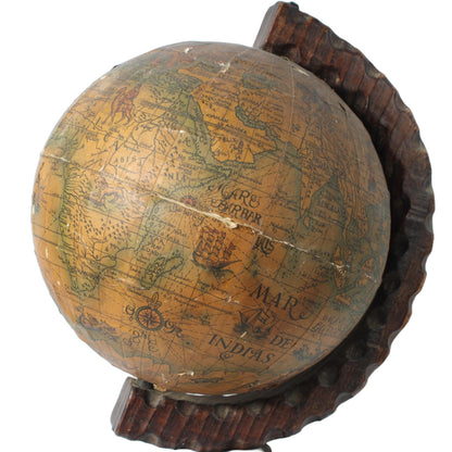 Antieke Globe - 45 cm Hoog - Houten Voet - Unieke Wereldbol met Historische Kaarten - Gratis Verzending - Home Decoration