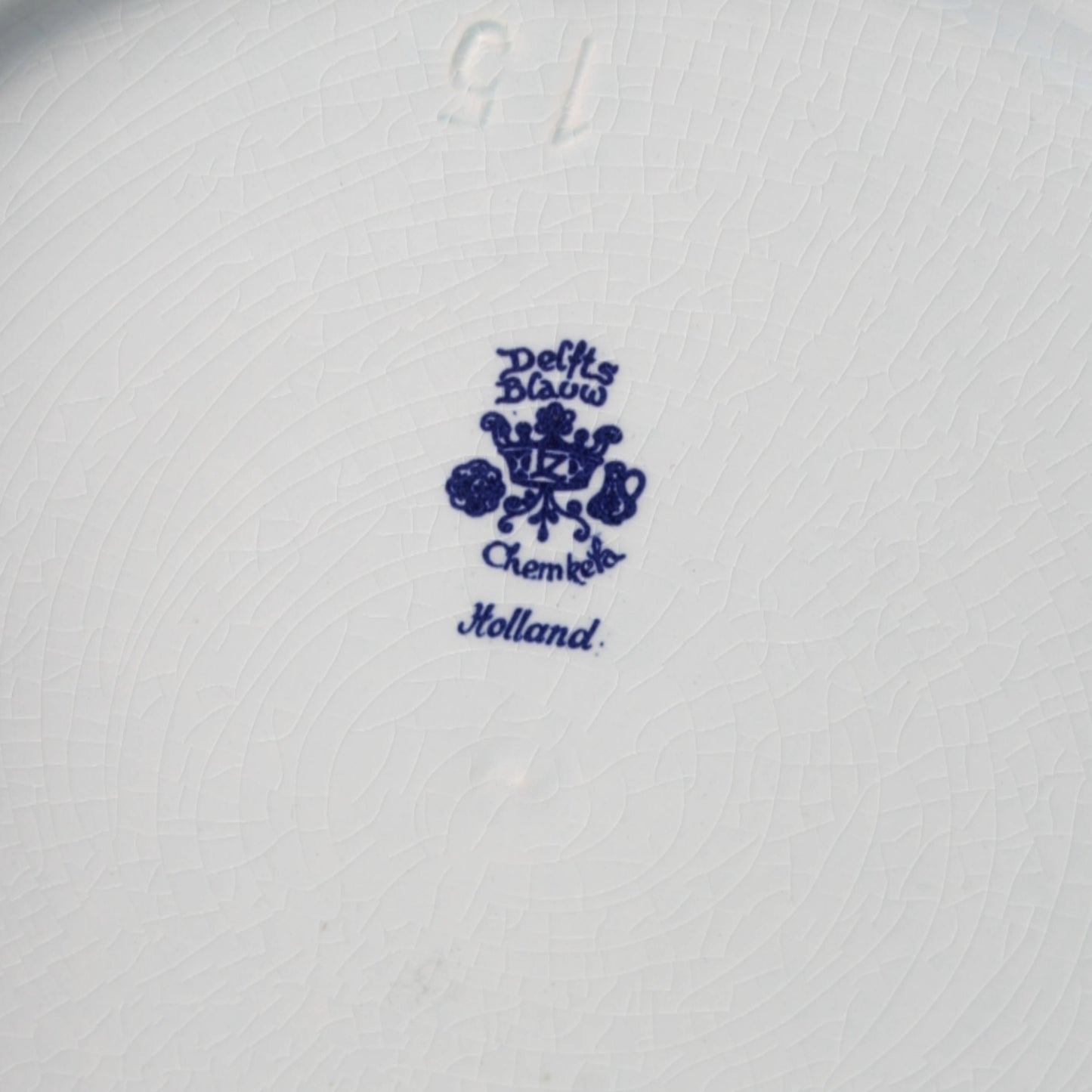 Vintage XL Delfts Blauw Bord met Winterlandschap, Chemkefa, 1950-1980