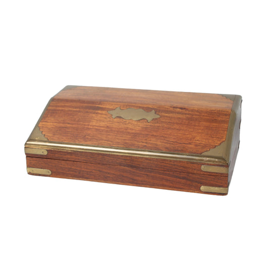 Vintage houten schrijfkist met messing inlegwerk, Eind 19e eeuw, gratis verzending, home decoration