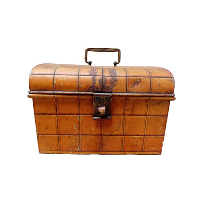 Vintage Metalen Lunchbox met Handvat en Slot, Circa 1920