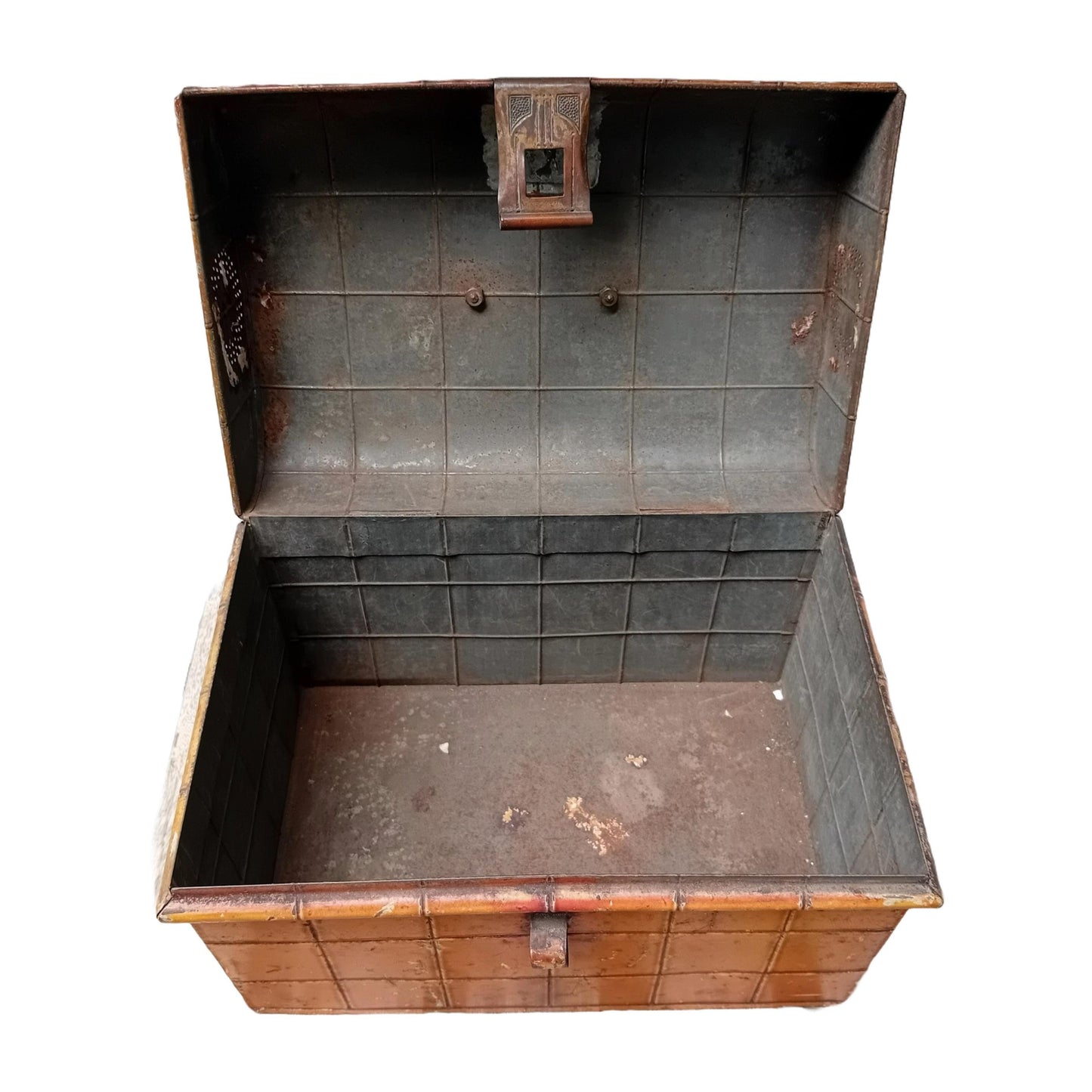 Vintage Metalen Lunchbox met Handvat en Slot, Circa 1920