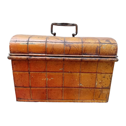 Vintage Metalen Lunchbox met Handvat en Slot, Circa 1920