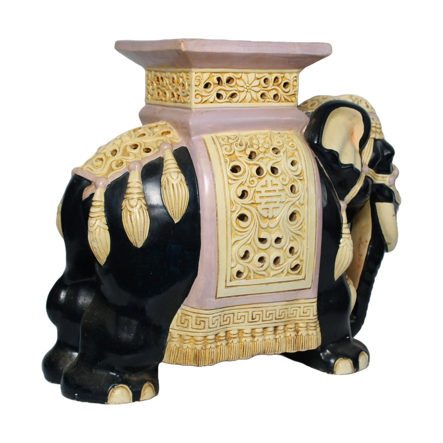 Unique Hand Painted XXL Ceramic Elephant Plant Stand - Hollywood Regency Style - Free Shipping - Home Decoration - Decoration