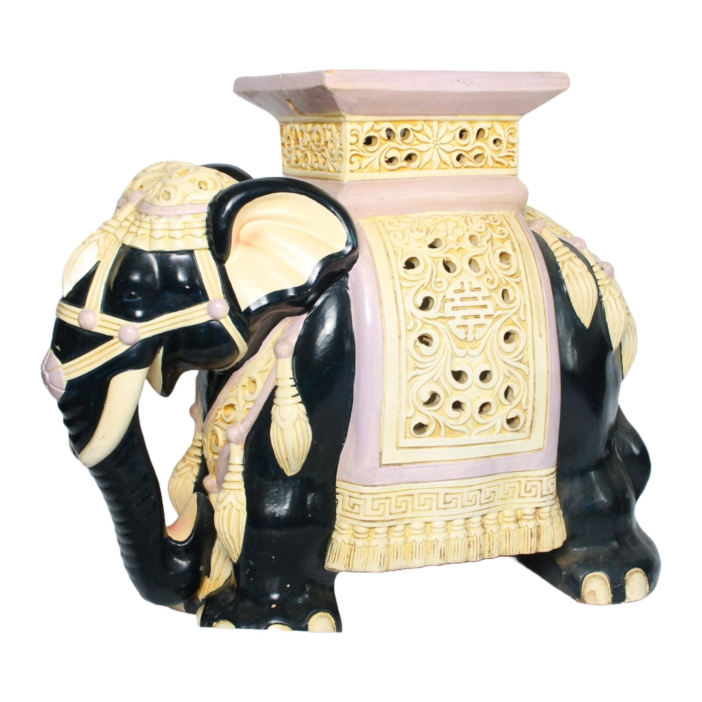 Unique Hand Painted XXL Ceramic Elephant Plant Stand - Hollywood Regency Style - Free Shipping - Home Decoration - Decoration