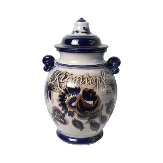 Vintage Duitse Keramische Rumtopf Pot met Deksel - Handgeschilderd, 20e Eeuw - Gratis Verzending - Kitchen Jar - Home Decoration