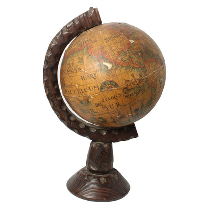 Antieke Globe - 45 cm Hoog - Houten Voet - Unieke Wereldbol met Historische Kaarten - Gratis Verzending - Home Decoration