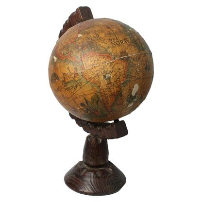 Antieke Globe - 45 cm Hoog - Houten Voet - Unieke Wereldbol met Historische Kaarten - Gratis Verzending - Home Decoration