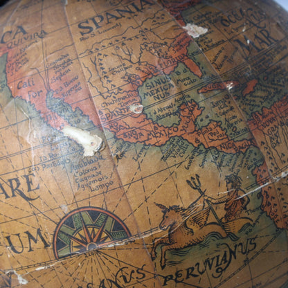 Antieke Globe - 45 cm Hoog - Houten Voet - Unieke Wereldbol met Historische Kaarten - Gratis Verzending - Home Decoration