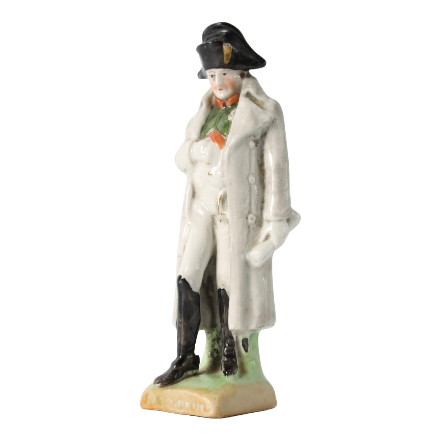 Antiek porseleinen Napoleon beeldje van Kister Scheibe Alsbach, Duitsland, ca. 1900, iconisch hand-in-jas pose, gratis verzending