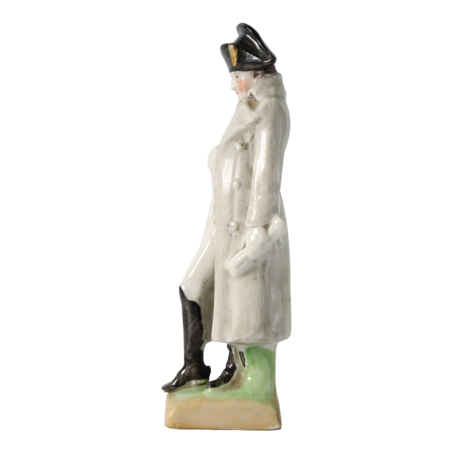 Antiek porseleinen Napoleon beeldje van Kister Scheibe Alsbach, Duitsland, ca. 1900, iconisch hand-in-jas pose, gratis verzending