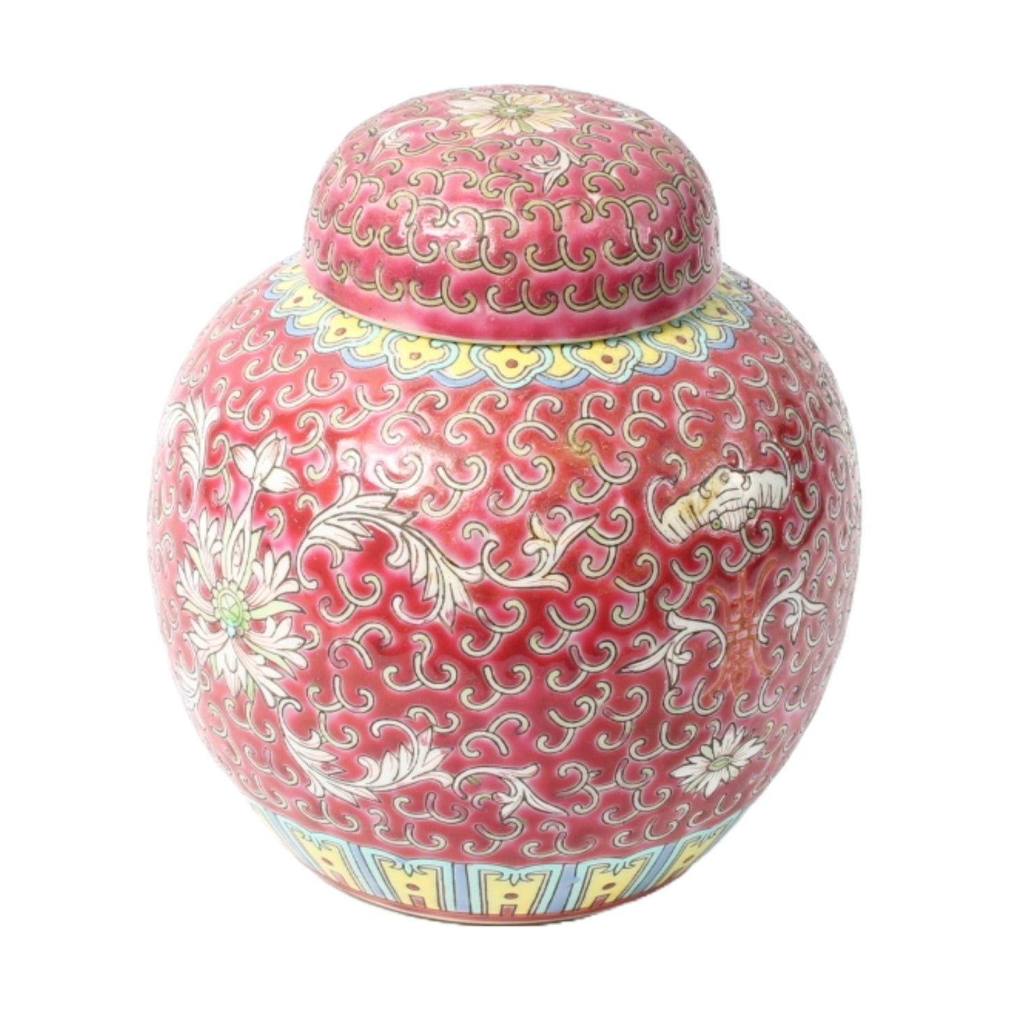 Chinese Ginger Jar from the First Half of the 20th Century - 15 cm High - Hand-painted - Also available in a set - Home Decoration