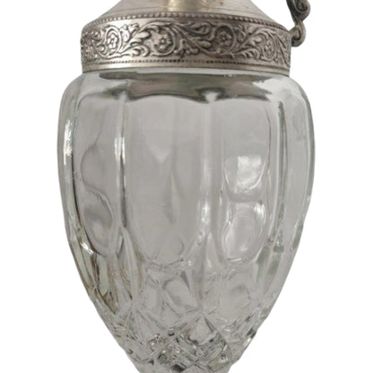 Vintage Brandy Karaf van Verzilverd Metaal en Geslepen Kristal, Gio. Buton, Bologna, Italië, Circa 1950-1960, Gratis Verzending
