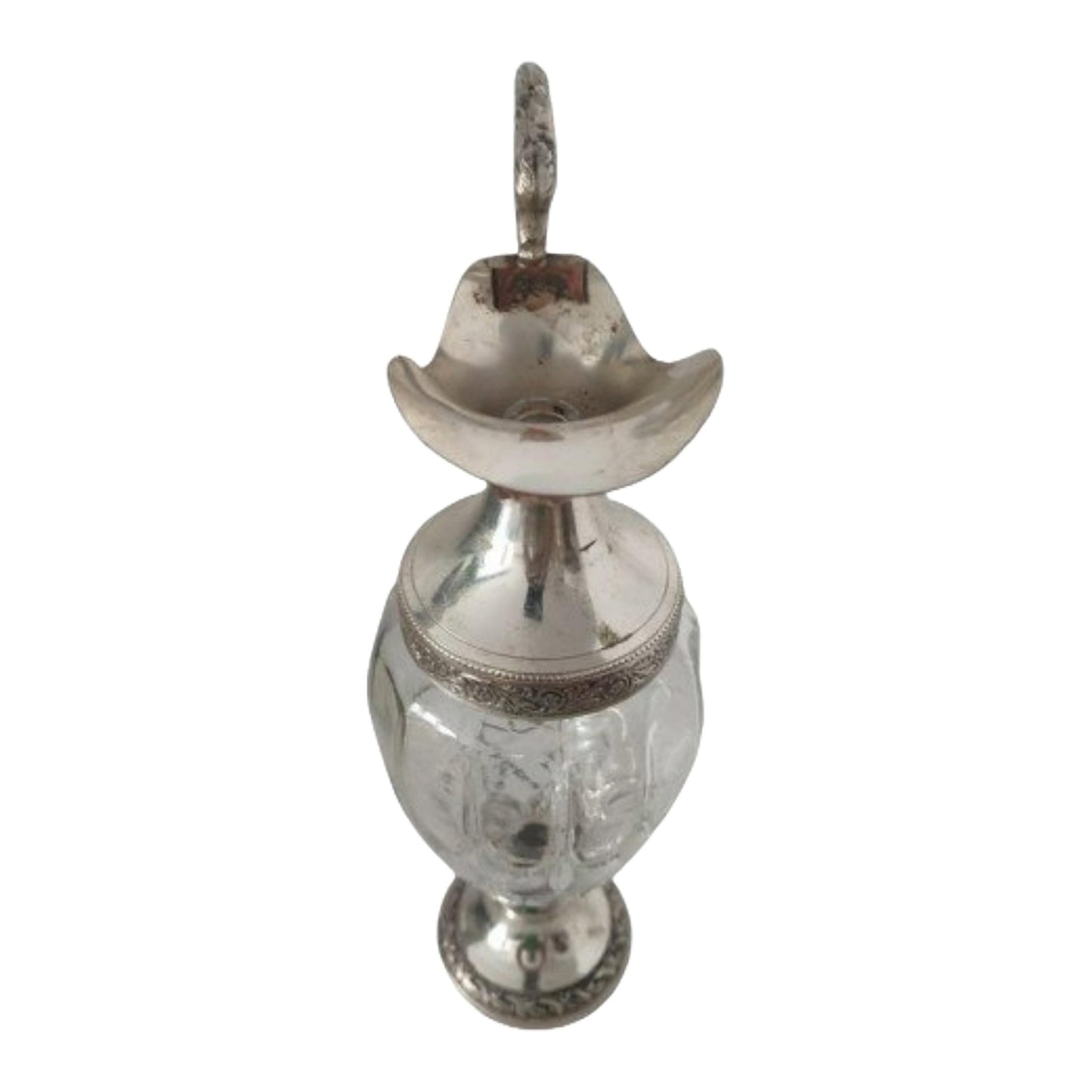 Vintage Brandy Karaf van Verzilverd Metaal en Geslepen Kristal, Gio. Buton, Bologna, Italië, Circa 1950-1960, Gratis Verzending