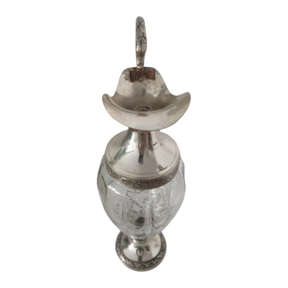 Vintage Brandy Karaf van Verzilverd Metaal en Geslepen Kristal, Gio. Buton, Bologna, Italië, Circa 1950-1960, Gratis Verzending