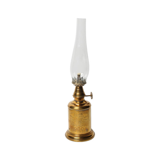 Vintage messing olielamp "Lampe Olympe" met glazen schoorsteen, circa 1880-1920 - Gratis Verzending - Home Decoration