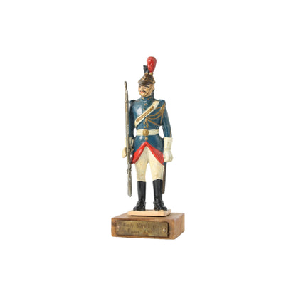 Vintage Garde Républicaine Soldaat Beeldje, Frankrijk 1966, Gietijzer, Gratis Verzending, Militair verzamelobject