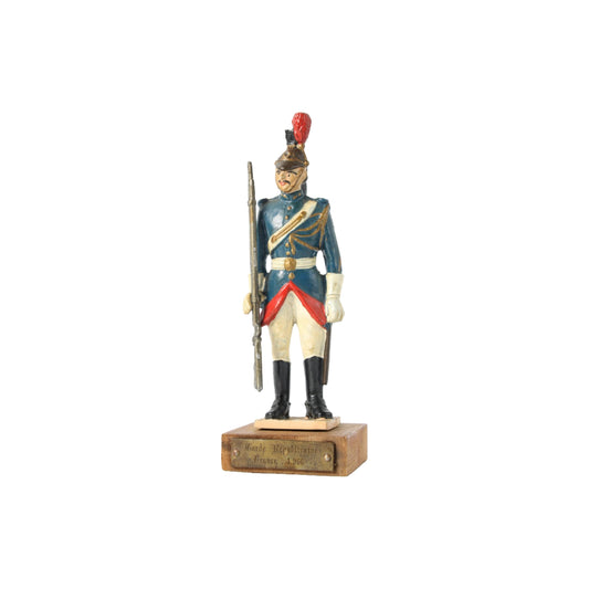 Vintage Garde Républicaine Soldaat Beeldje, Frankrijk 1966, Gietijzer, Gratis Verzending, Militair verzamelobject