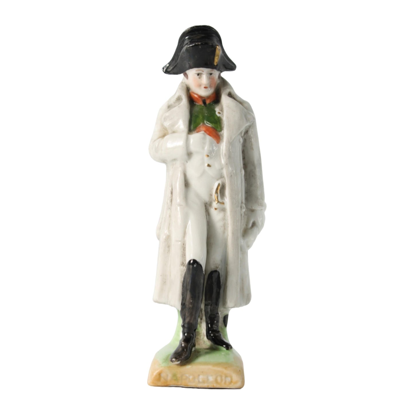 Antiek porseleinen Napoleon beeldje van Kister Scheibe Alsbach, Duitsland, ca. 1900, iconisch hand-in-jas pose, gratis verzending
