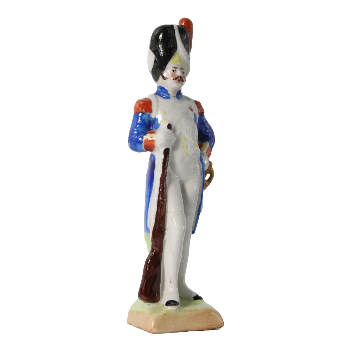 Handbeschilderd Porseleinen Napoleontische Soldaat Beeldje, Duitse Keramiek, Kister Scheibe Alsbach, 10 cm Hoog, gratis verzending