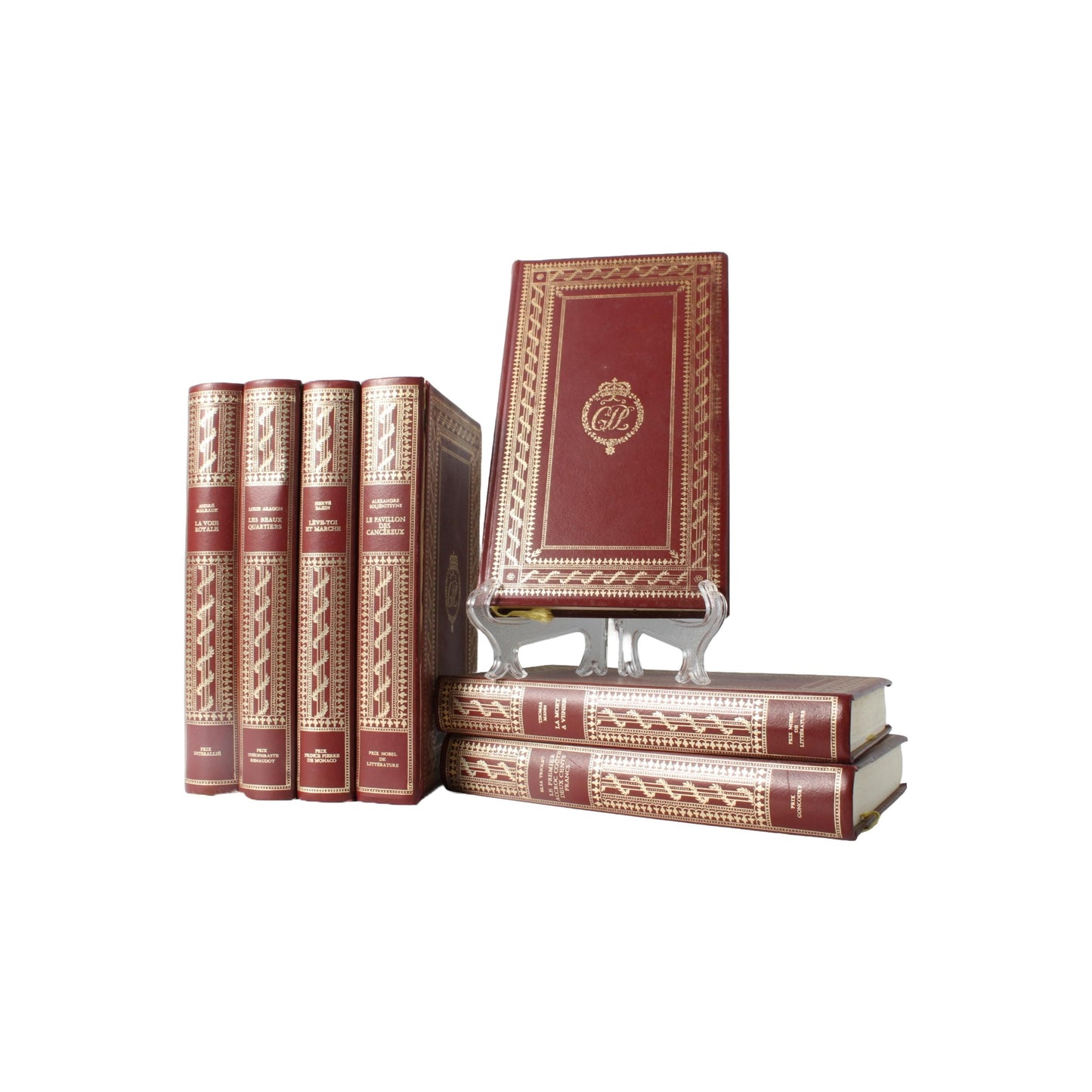 Luxe Lederen Boekenreeks van Klassieke Literatuur - Gelimiteerde Editie Collectie - Franstalig - Decoratieve boeken - Gratis Verzending