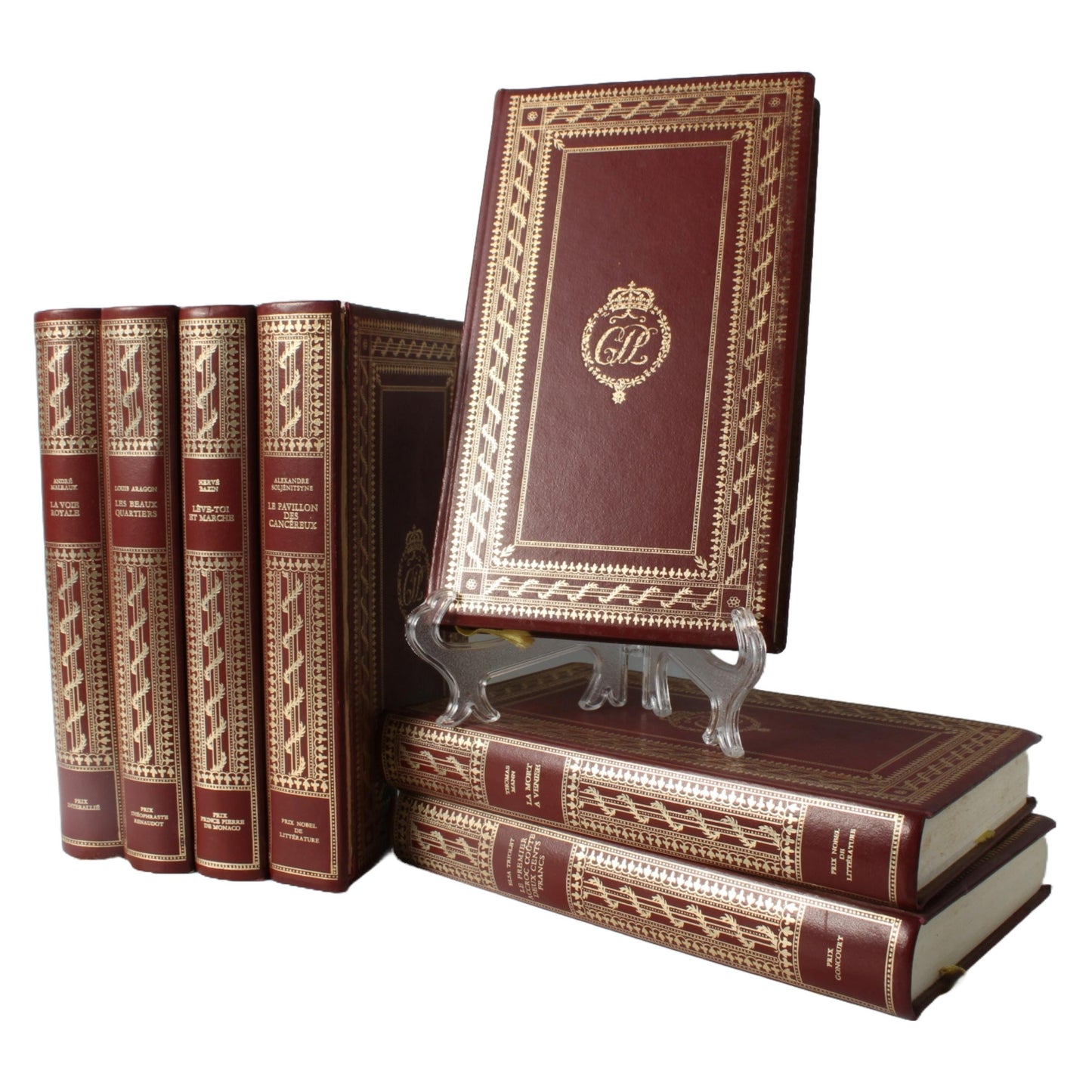 Luxe Lederen Boekenreeks van Klassieke Literatuur - Gelimiteerde Editie Collectie - Franstalig - Decoratieve boeken - Gratis Verzending