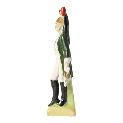 Antiek Handbeschilderd Porseleinen Beeldje van Napoleontische Soldaat, Duitse Keramiek, 11 cm Hoog, gratis verzending
