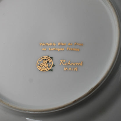 Handgeschilderd Limoges Porseleinen Decoratief Bord met Natuurtafereel, Véritable Bleu de Four, Frankrijk, Circa 1930-1950 Gratis Verzending