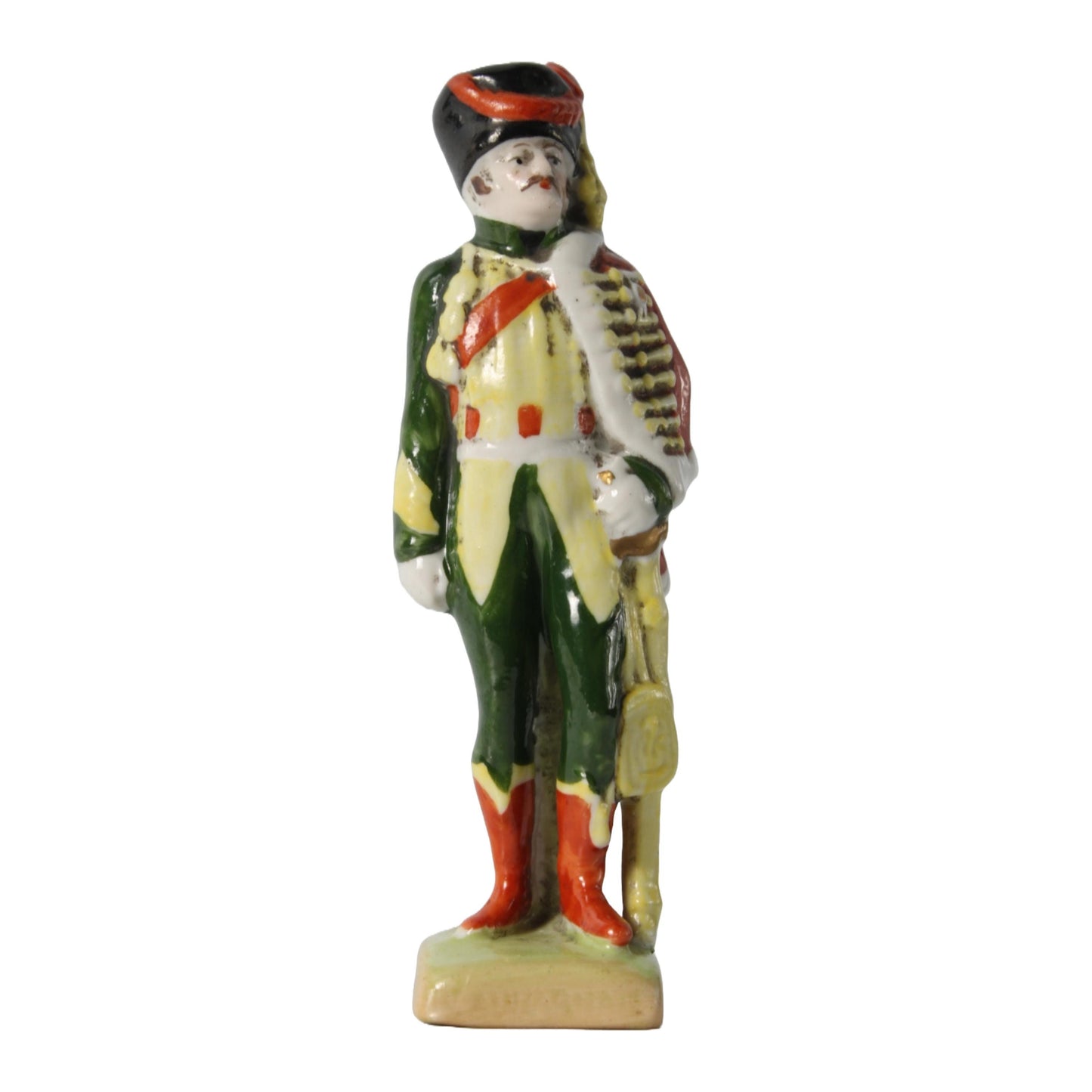Handgeschilderd Porseleinen Beeldje van Napoleontische Officier, Circa 1920-1940, Duitse Kister Scheibe Alsbach, Verzamelaarsobject