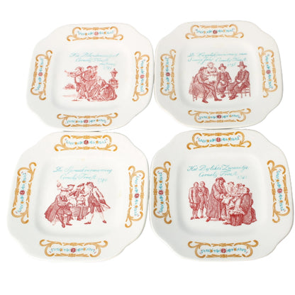 Set van Vier Decoratieve Cornelis Troost Wandborden, Boch Frères, België, 1950-1970, Met Illustraties van 18e-eeuwse Satirische Scènes