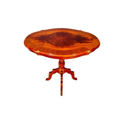Elegante Franse Wijntafel of Bijzettafel met Symmetrisch Houtpatroon, Circa 1950-1960, Handgemaakt, Ideaal Decoratief Stuk voor de Woonkamer