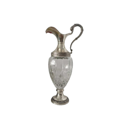 Vintage Brandy Karaf van Verzilverd Metaal en Geslepen Kristal, Gio. Buton, Bologna, Italië, Circa 1950-1960, Gratis Verzending