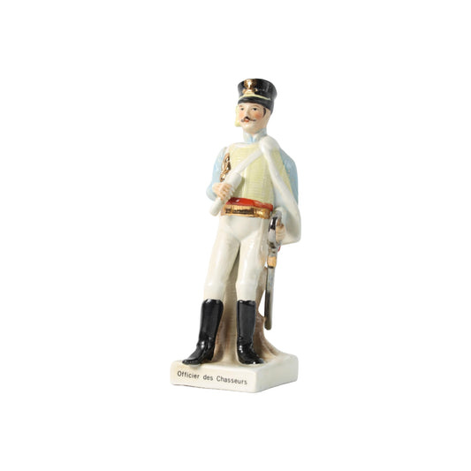 Handgeschilderd Porseleinen Beeldje van Napoleontische Officier, 1920-1940, Duitse Fabrikant Kister Scheibe Alsbach, Verzamelaarsobject