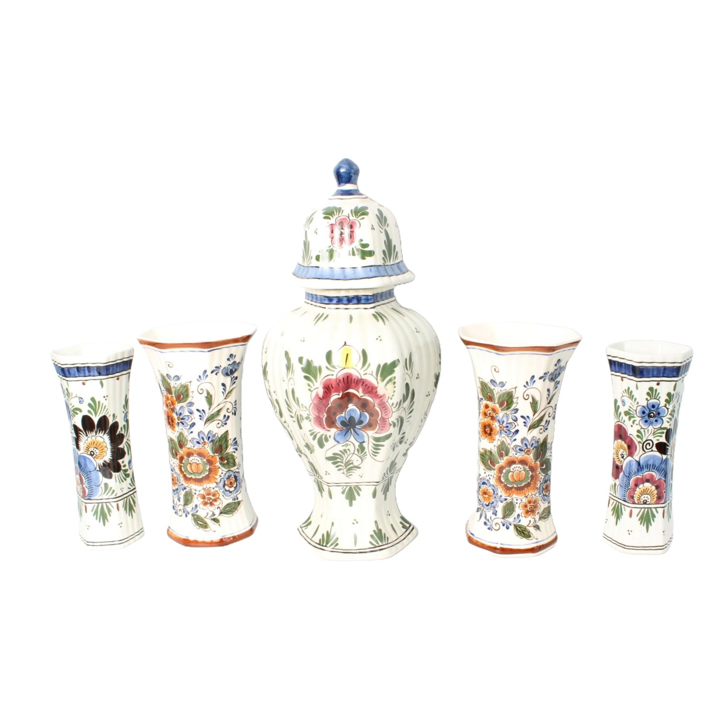 Traditionele 11-delige Handbeschilderde Polychrome Delfts Aardewerk Set - Vazen, Borden, Potten, Gratis Verzending, Delts Blauw, Kaststel
