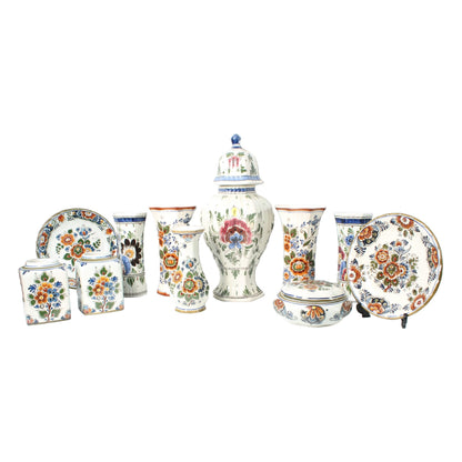 Traditionele 11-delige Handbeschilderde Polychrome Delfts Aardewerk Set - Vazen, Borden, Potten, Gratis Verzending, Delts Blauw, Kaststel