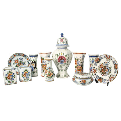 Traditionele 11-delige Handbeschilderde Polychrome Delfts Aardewerk Set - Vazen, Borden, Potten, Gratis Verzending, Delts Blauw, Kaststel