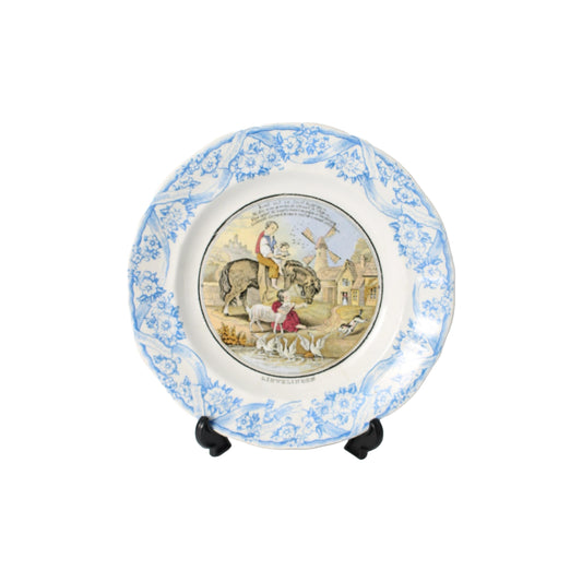 Antiek P. Regout Maastricht Bord "Lievelingen", Handgeschilderde Landelijke Scène, Circa 1900, Verzamelobject, Gratis verzending