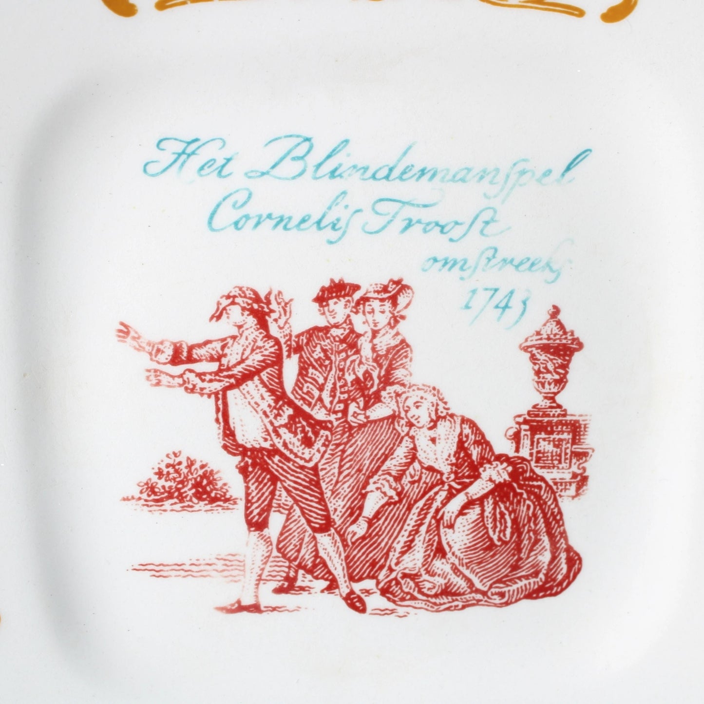 Set van Vier Decoratieve Cornelis Troost Wandborden, Boch Frères, België, 1950-1970, Met Illustraties van 18e-eeuwse Satirische Scènes