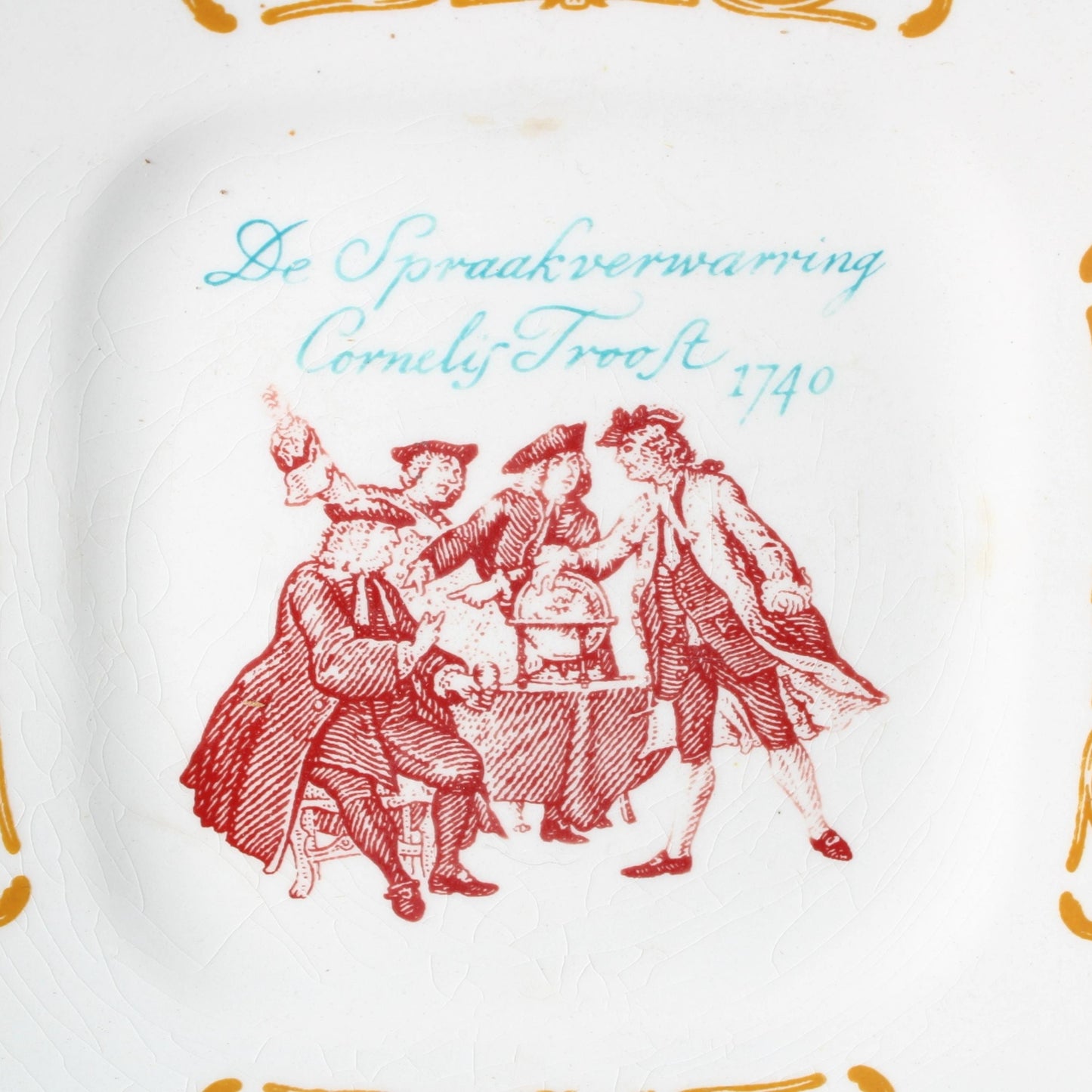 Set van Vier Decoratieve Cornelis Troost Wandborden, Boch Frères, België, 1950-1970, Met Illustraties van 18e-eeuwse Satirische Scènes