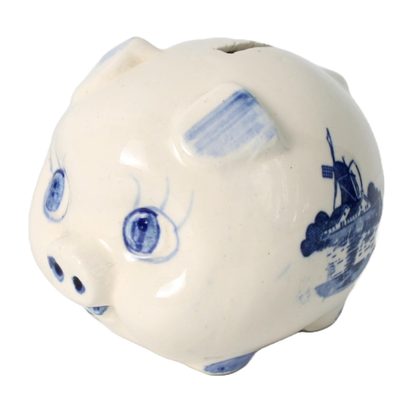 Traditioneel Delfts blauw spaarvarken, handgeschilderd, 10 cm, decoratief object uit Nederland